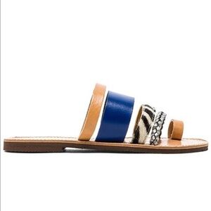 isapera Gerbera Calf Hair Sandal in Blue size 7